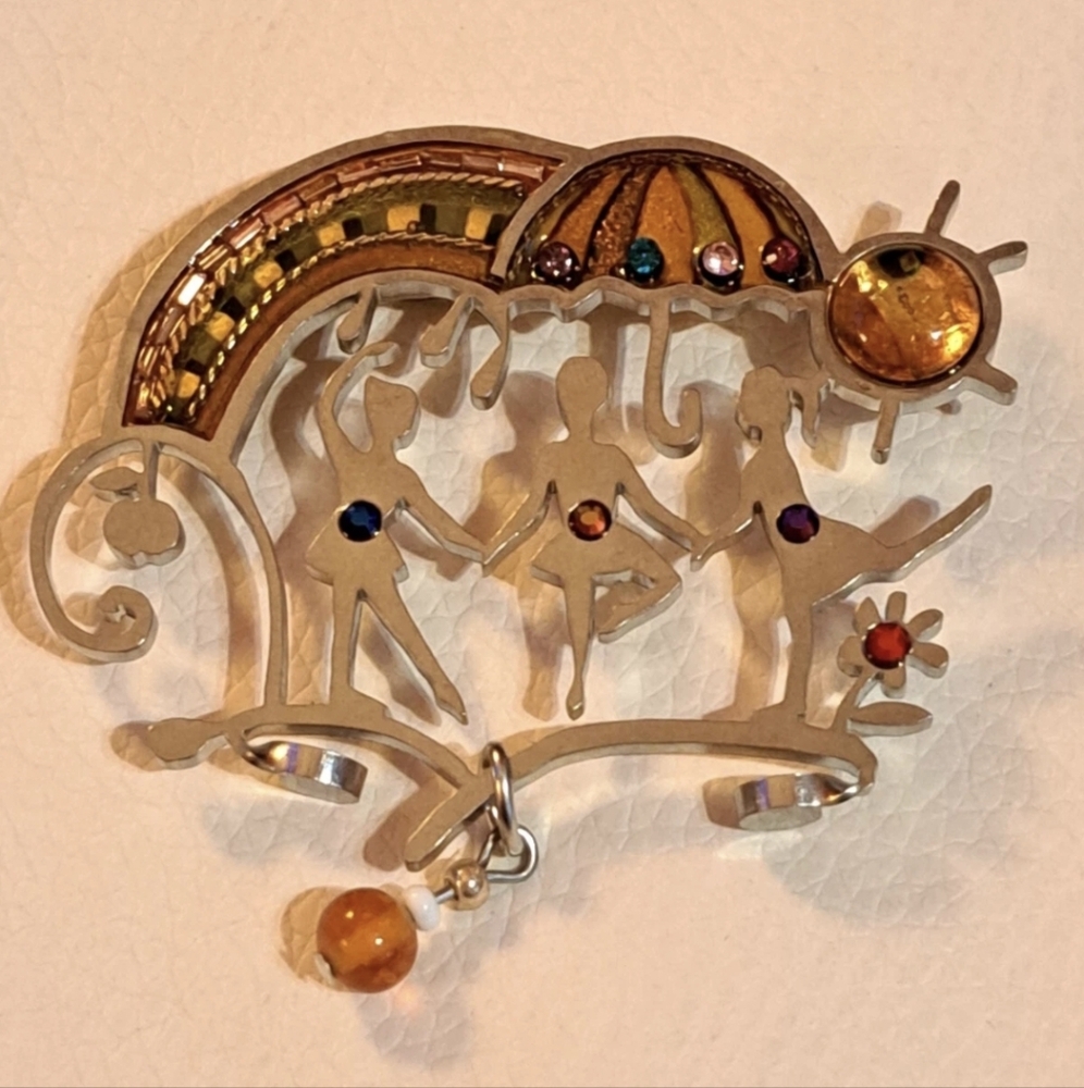 Vintage Large Seeka Art Brooch Pin - Dancers 2"